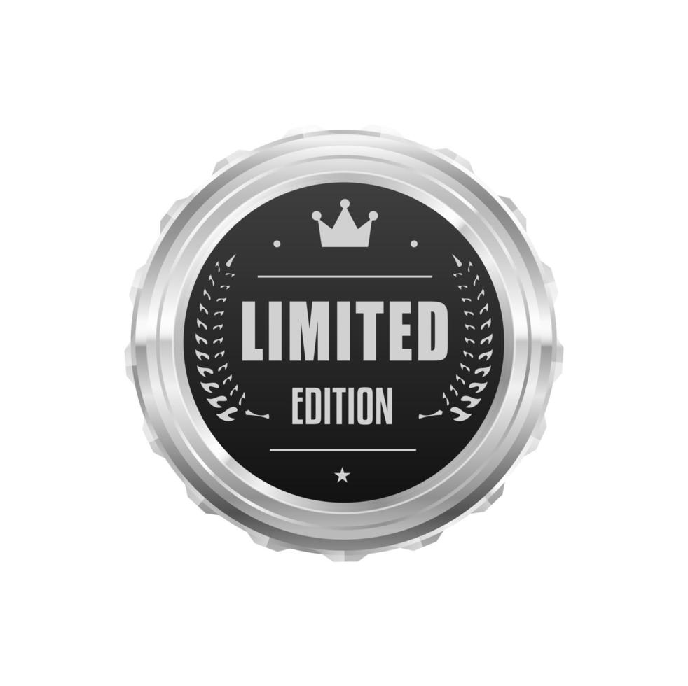 Limited edition silver label and glossy badge vector