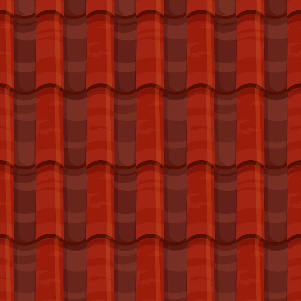 Red roof tile seamless background pattern, rooftop vector