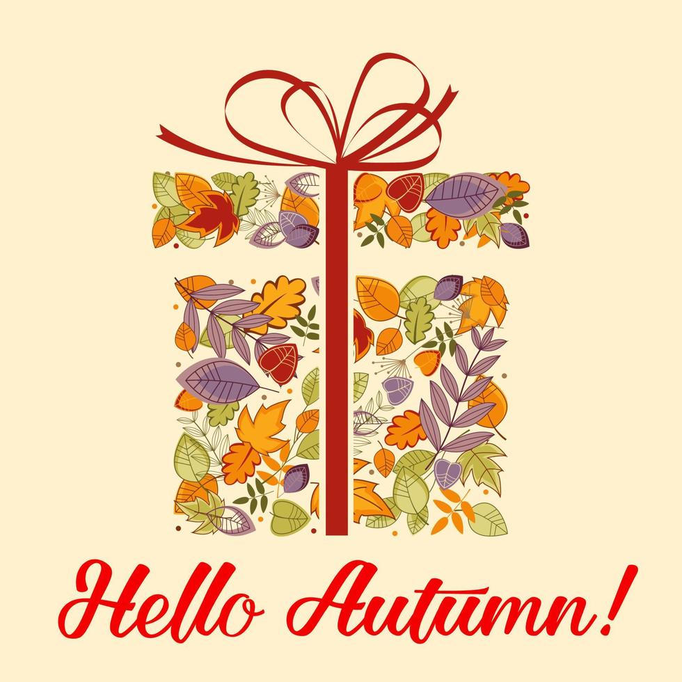 Present of leaves and herbal elements autumn vector