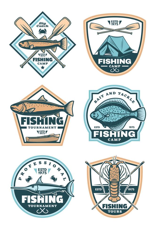 conjunto de iconos de deporte de pesca vector