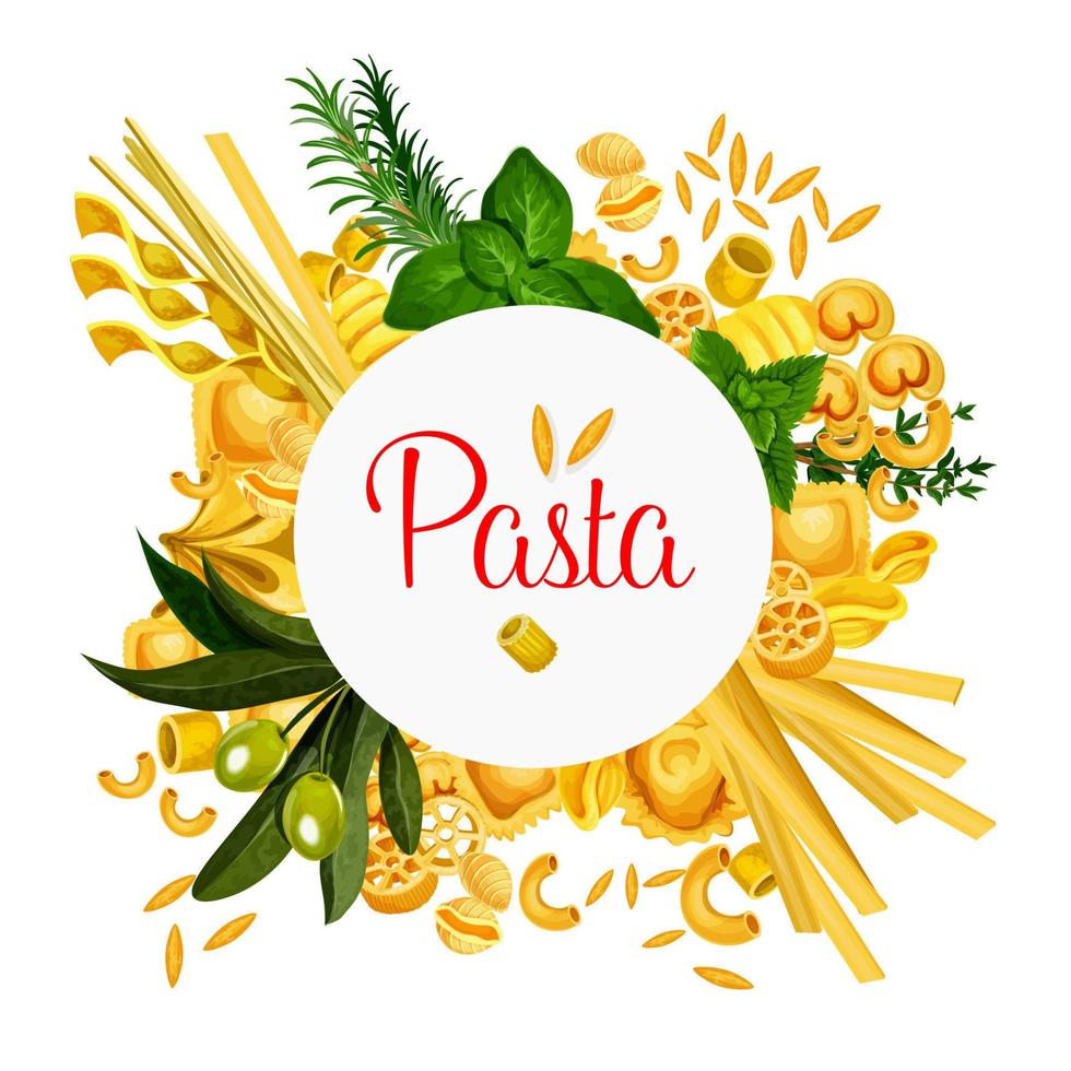 cartel de macarrones italianos de vector de pasta