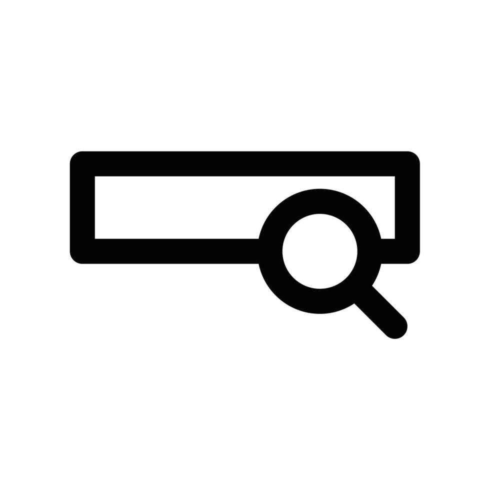 Search engine icon with magnifying glass in black outline style vector