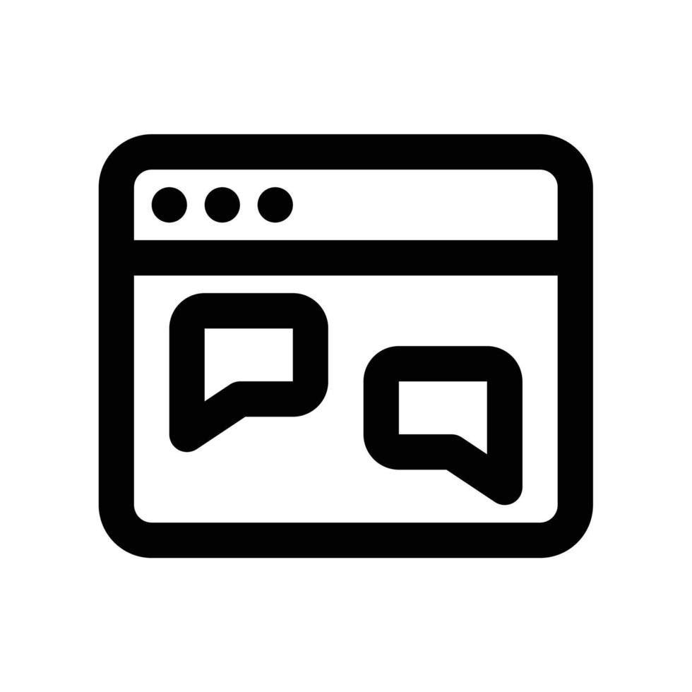 Social media chating icon with browser and in black outline style vector