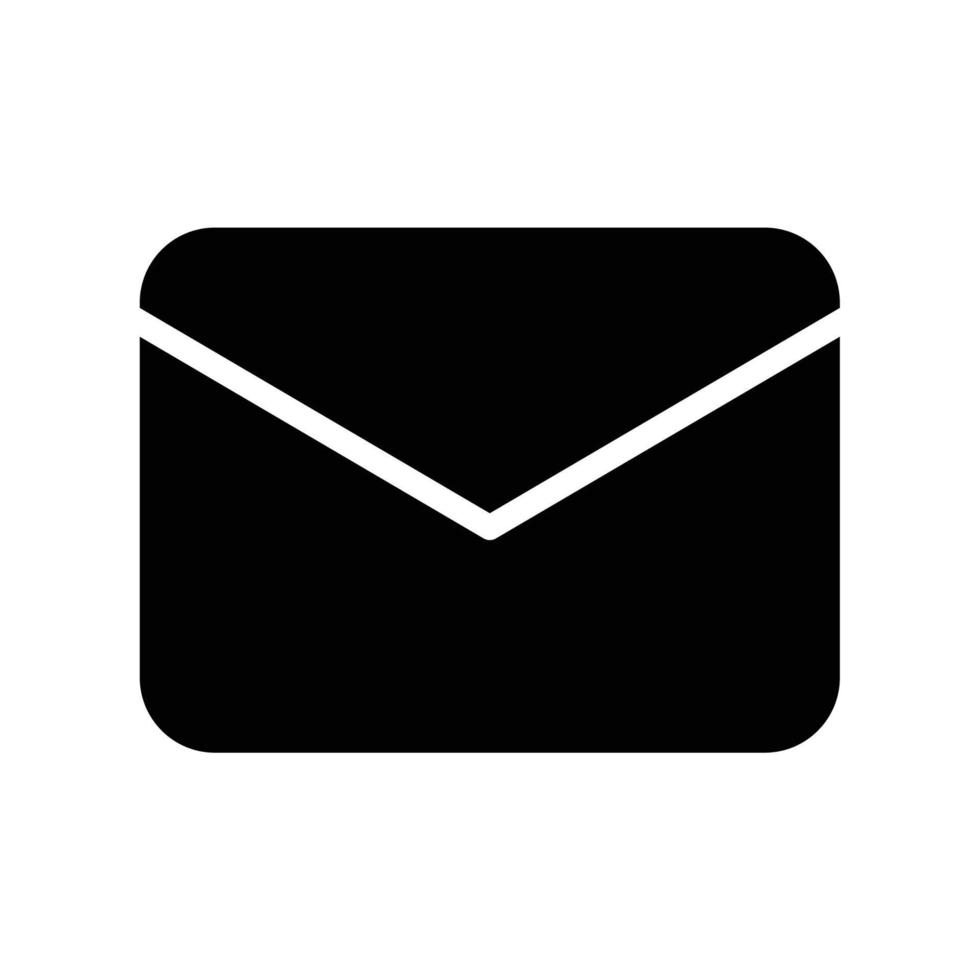 Email envelope icon to represent message or mail in black outline style vector