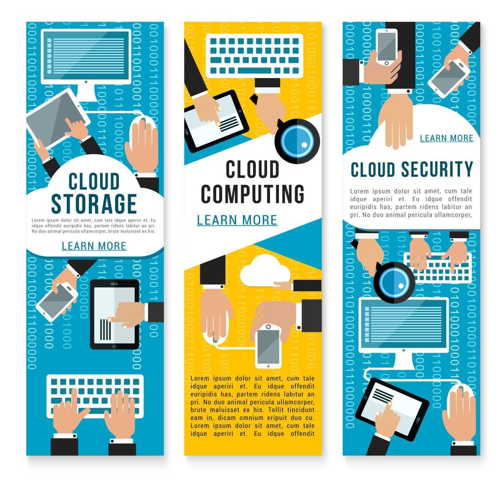 Vector cloud internet technology banners