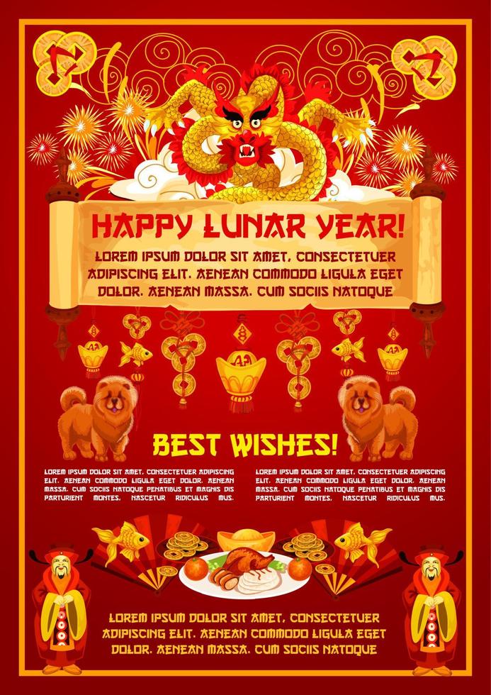 Chinese New Year vector gold red greeting card