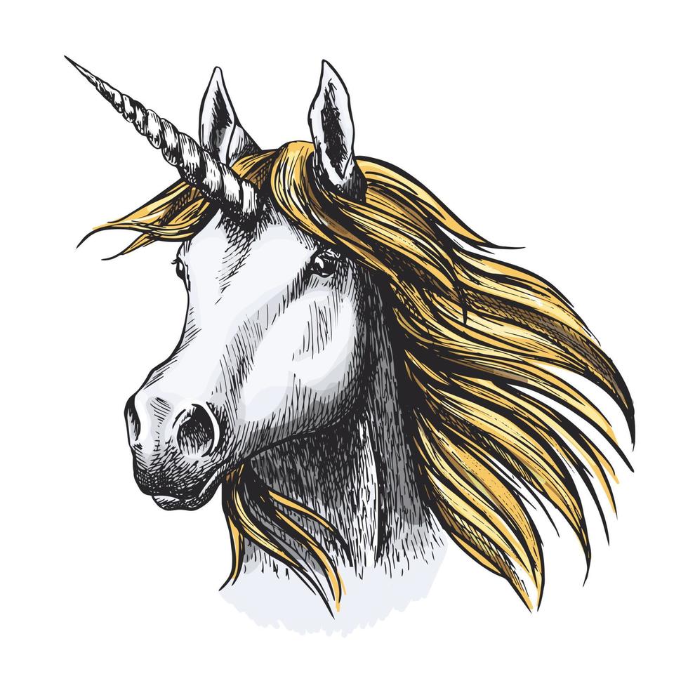 bosquejo del vector del animal del cuento de hadas del caballo del unicornio