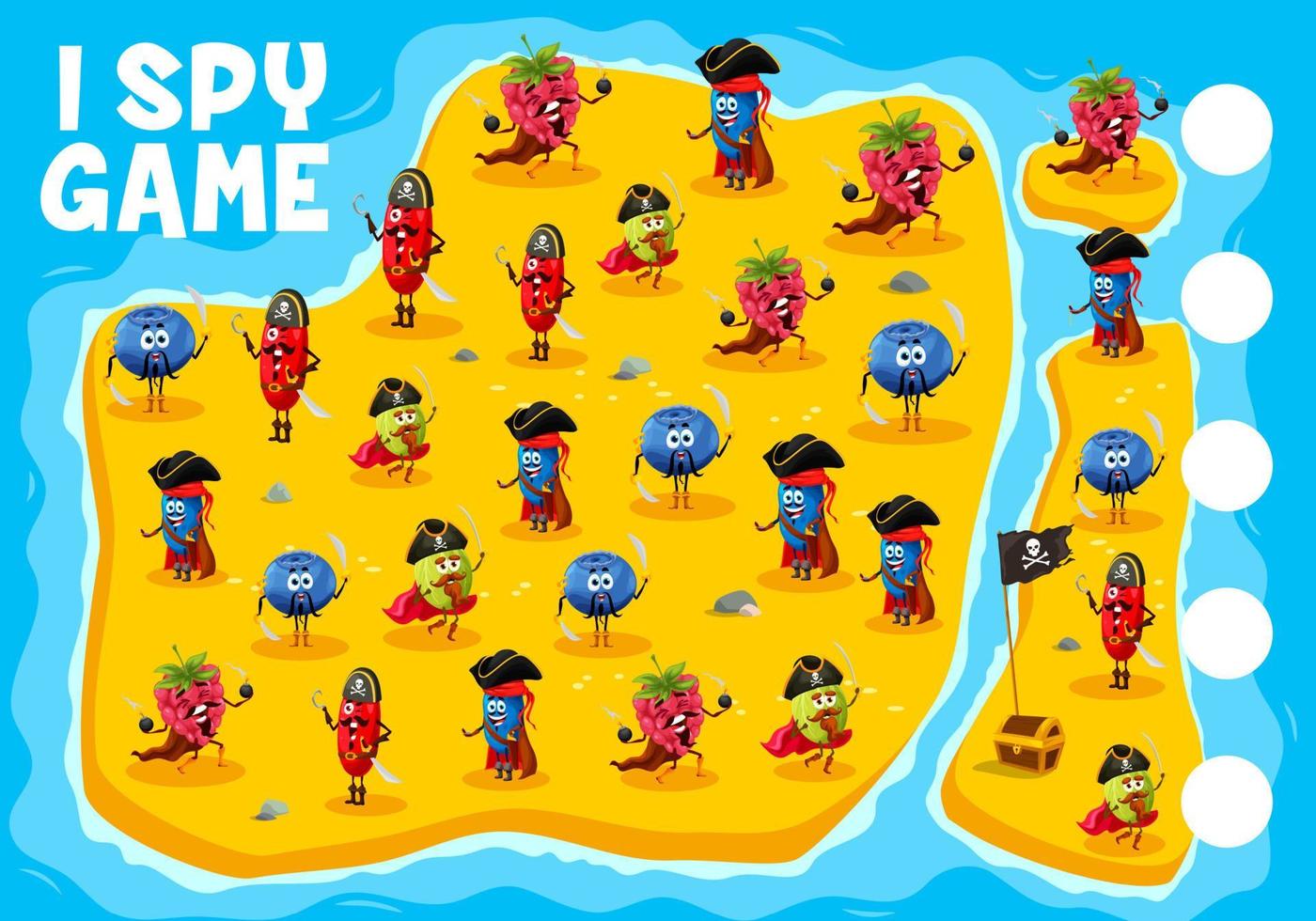Berry pirates on island i spy game worksheet vector