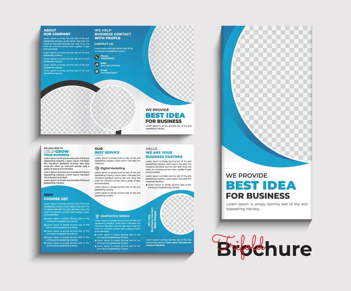 plantilla de folleto tríptico de negocios corporativos, diseño creativo y profesional vector