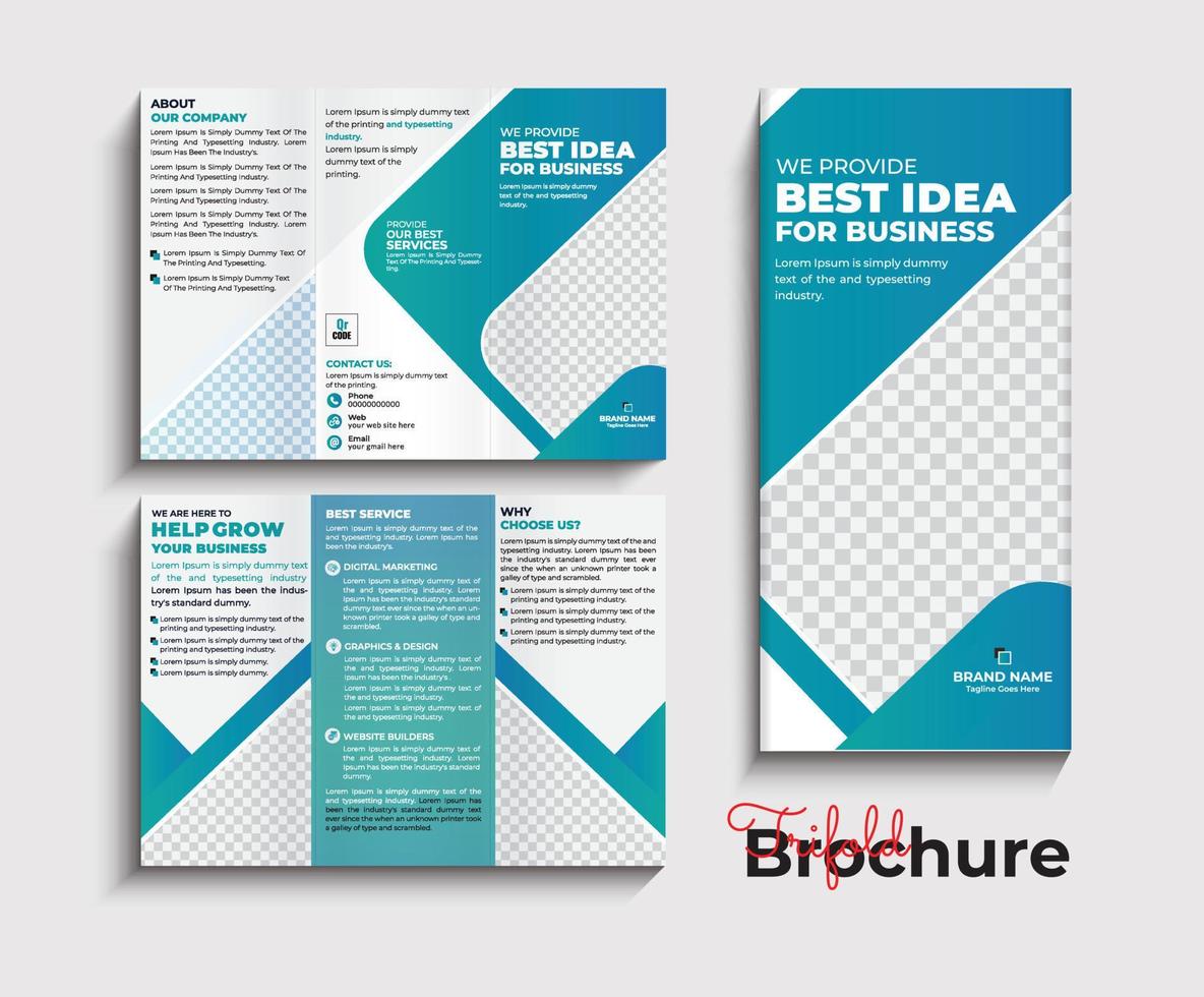 plantilla de folleto tríptico de negocios corporativos, diseño creativo y profesional vector