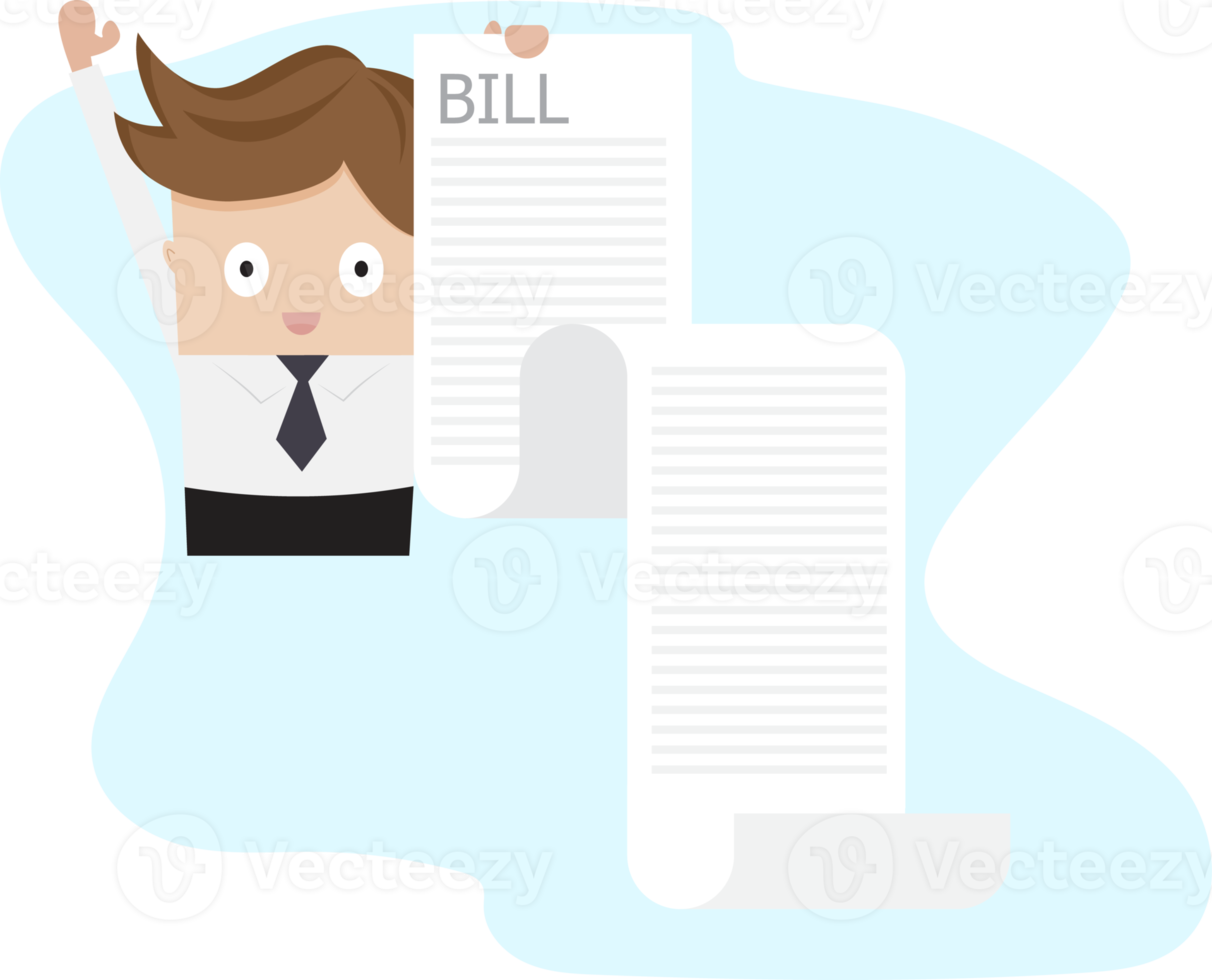 businessman holding receipt bil png