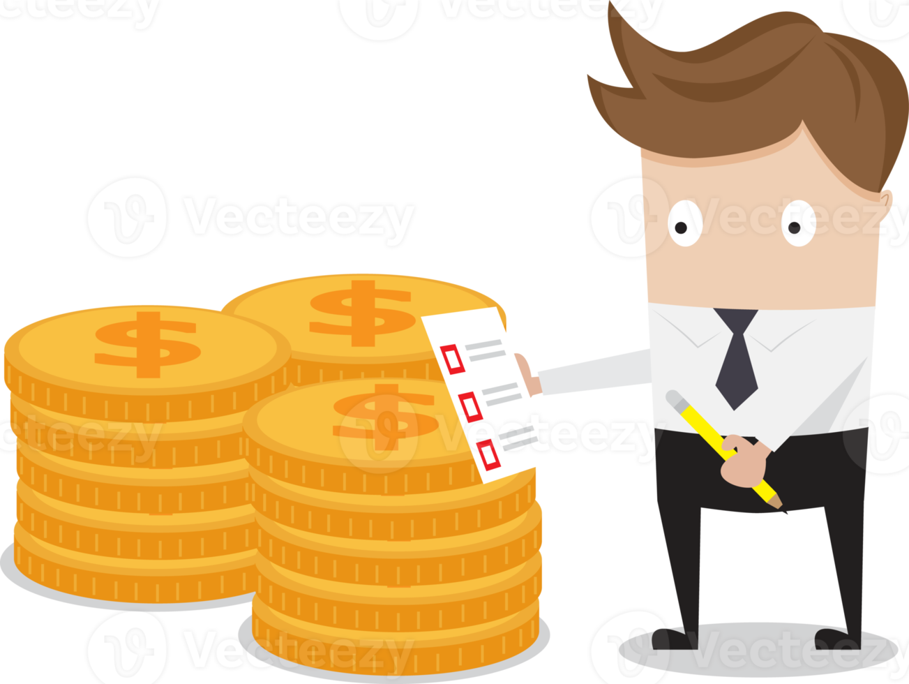 businessman checking stack of money png