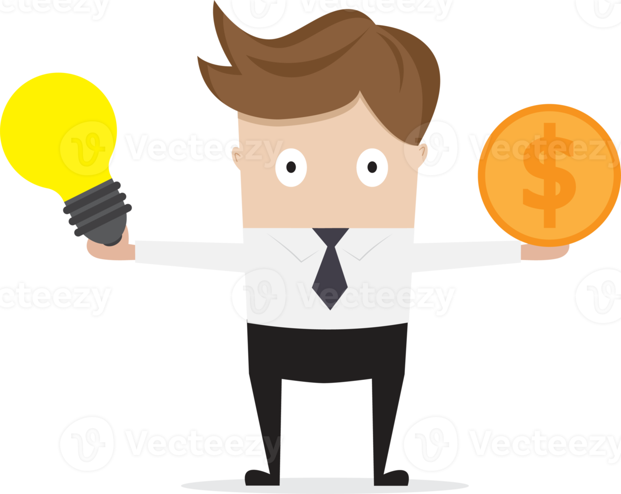 business management bulb idea and money cartoon png
