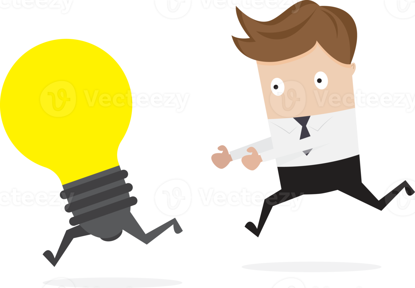 businessman running with bulb idea png