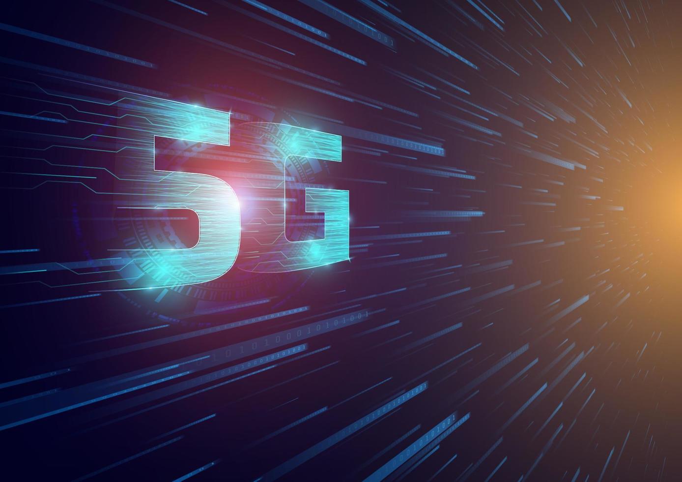 5G symbol with blue abstract futuristic background. 5th generation of wireless internet connection. Digital Global network high-speed technology concept. vector