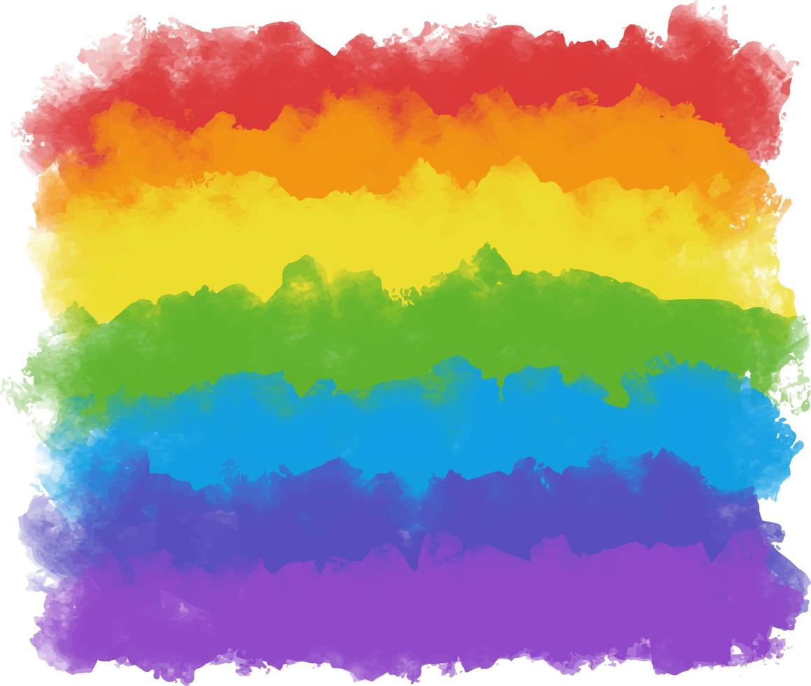 Watercolor rainbow of LGBT flag colors. vector