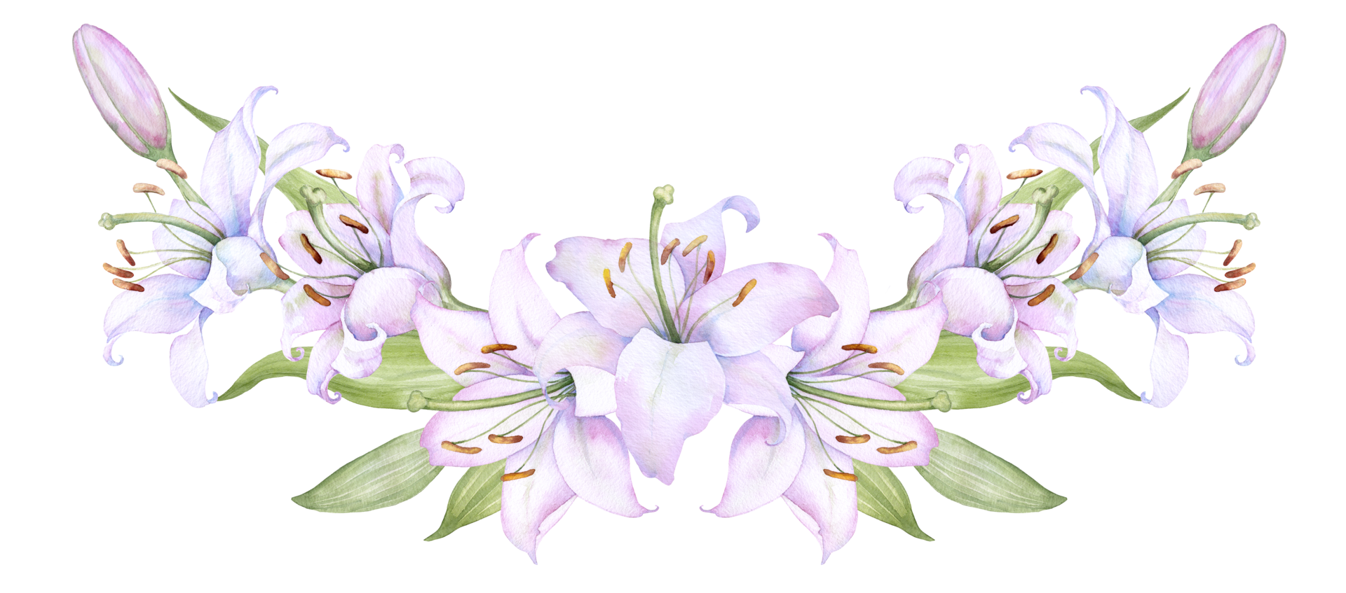 Bouquet white lilies, pink lilies, flowers and buds watercolor flower arrangement 13211220 PNG