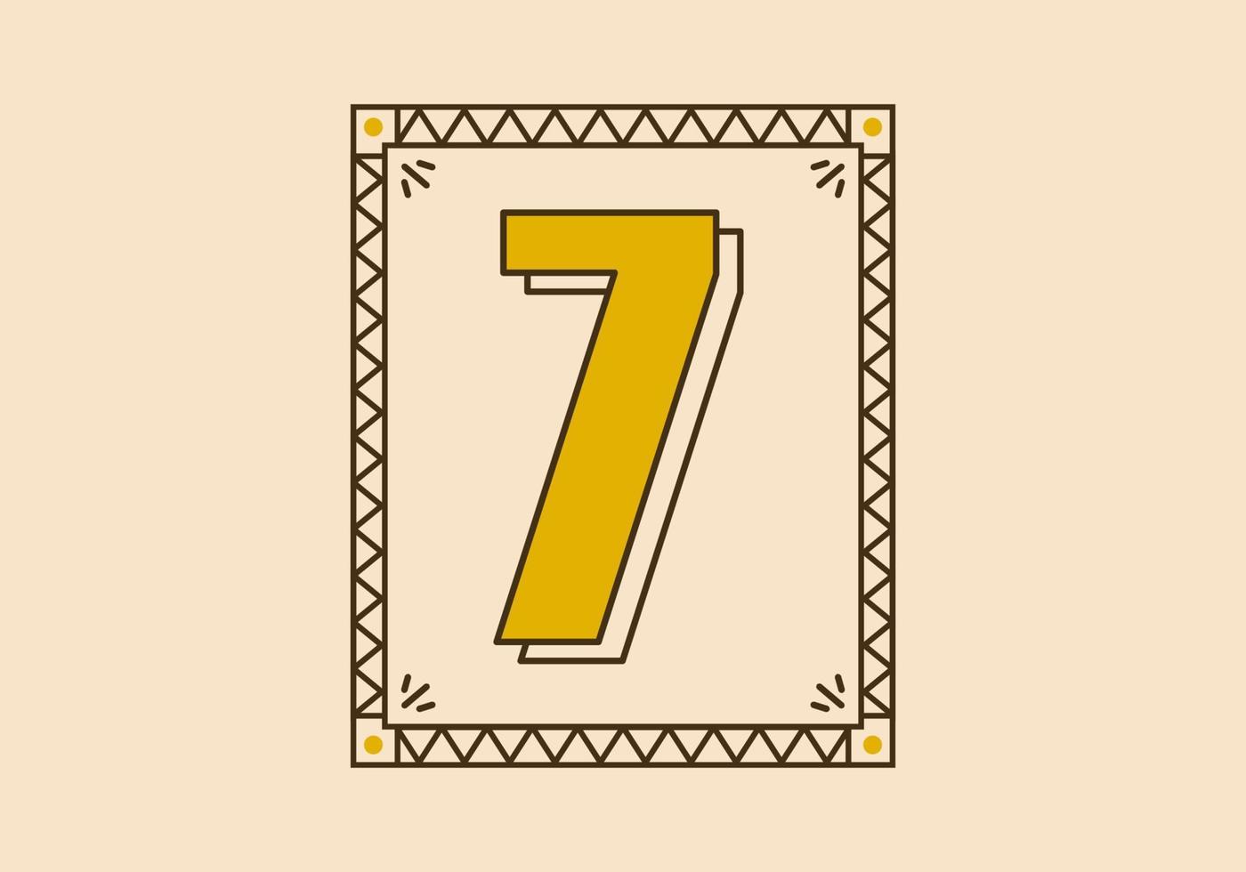 Vintage rectangle frame with number 7 on it vector