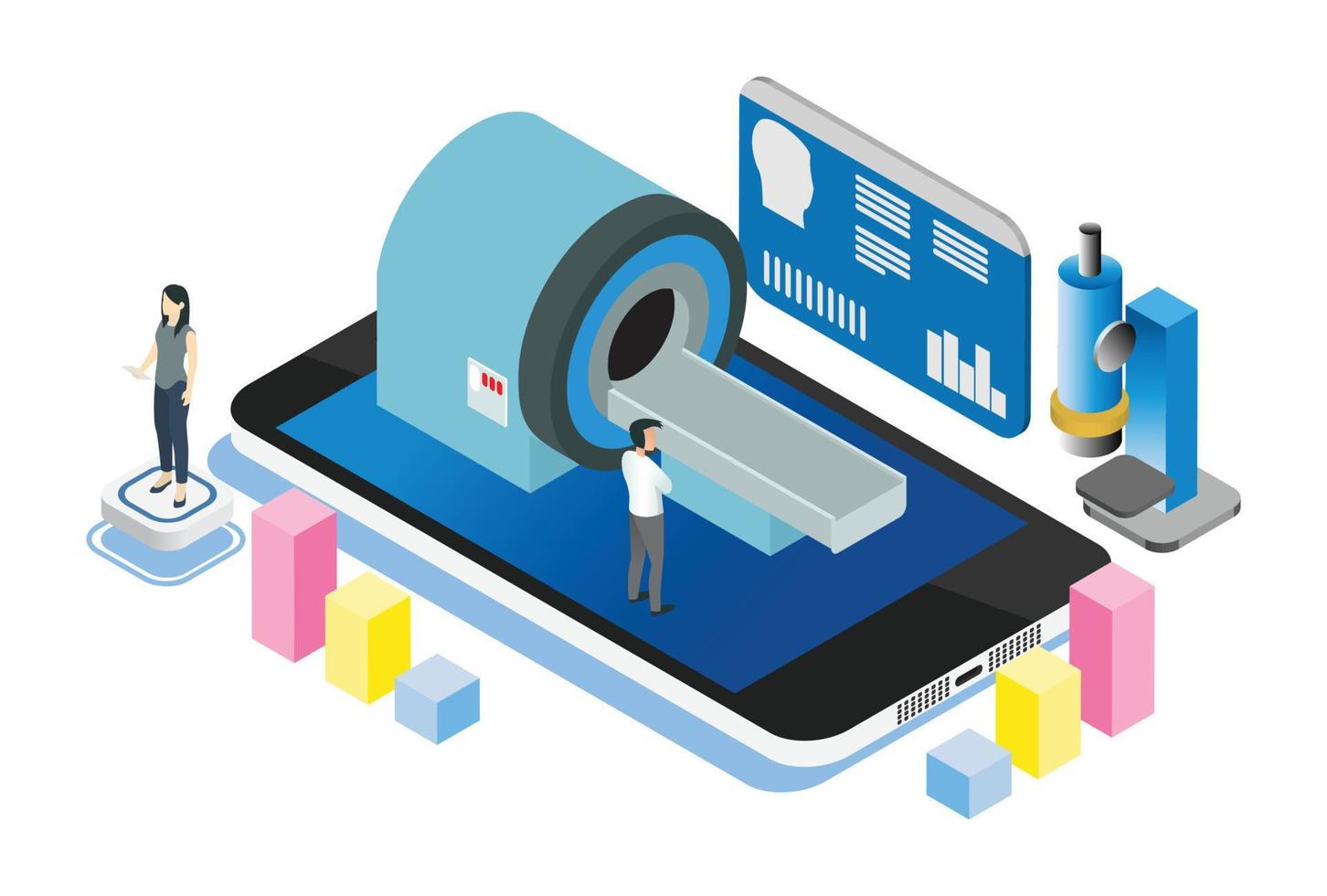 Modern Isometric Medical MRI Checkup Illustration, Suitable for Diagrams, Infographics, Book Illustration, Game Asset, And Other Graphic Related Assets vector