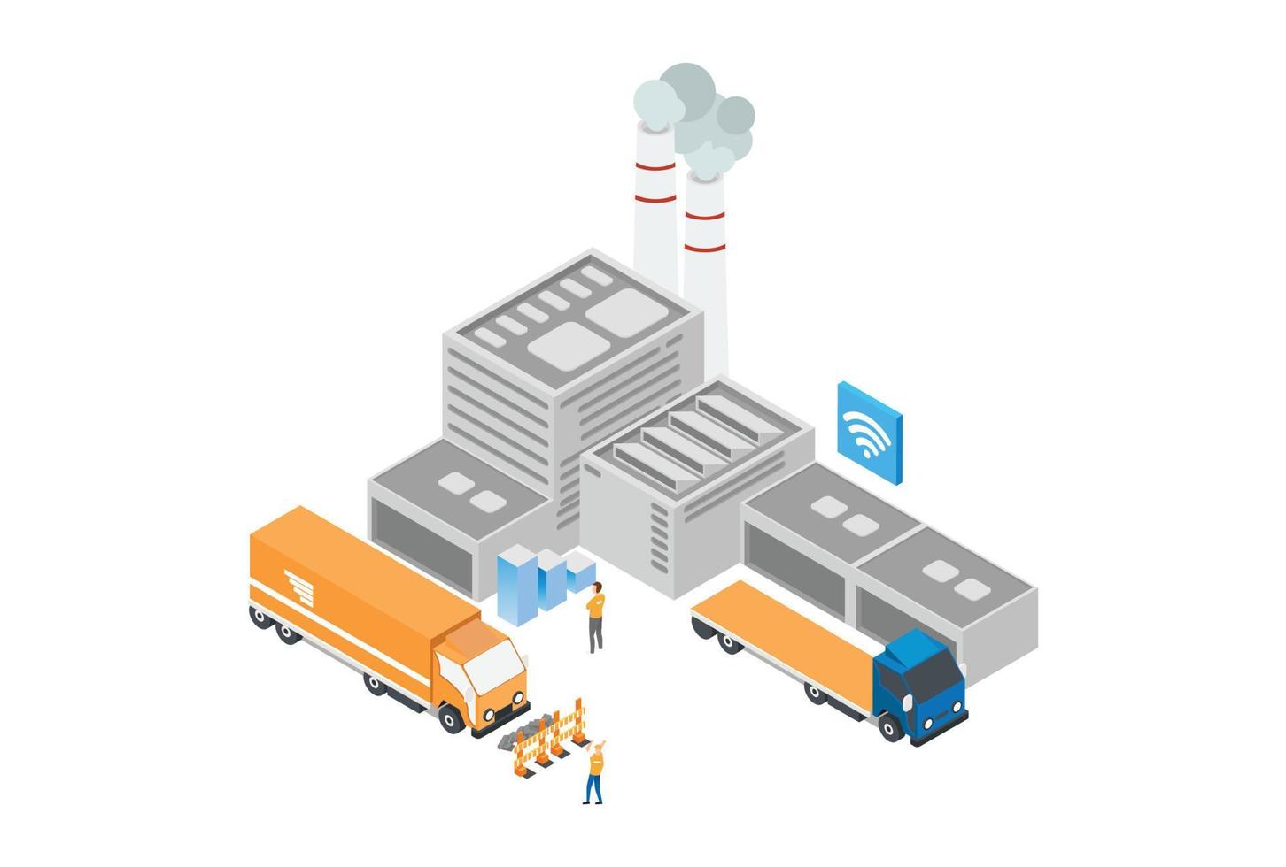 Modern Isometric Logistic System Illustration, Suitable for Diagrams, Infographics, Book Illustration, Game Asset, And Other Graphic Related Assets vector