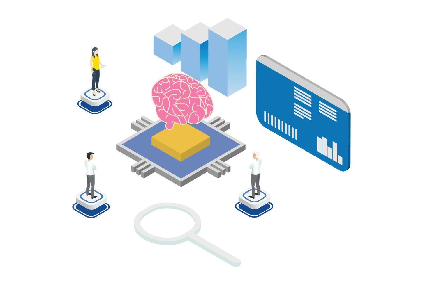 Modern Isometric Artificial Intelligence Illustration, Suitable for Diagrams, Infographics, Book Illustration, Game Asset, And Other Graphic Related Assets vector