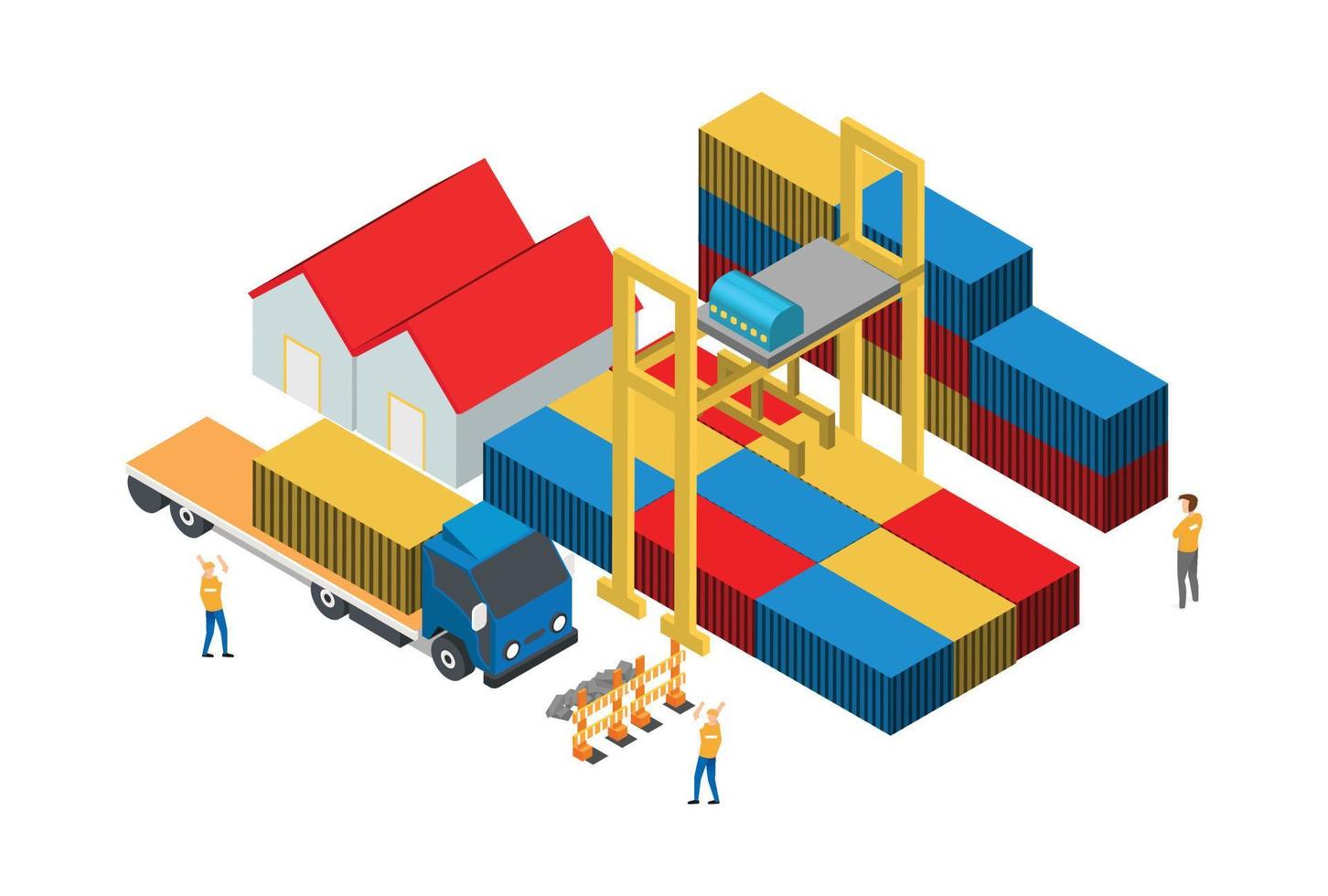 ilustración moderna del sistema logístico isométrico, adecuada para diagramas, infografías, ilustración de libros, activos de juegos y otros activos relacionados con gráficos vector