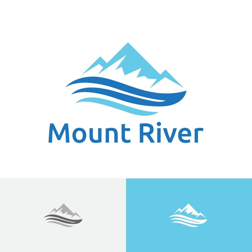 monte río pico cumbre fresco naturaleza logo vector