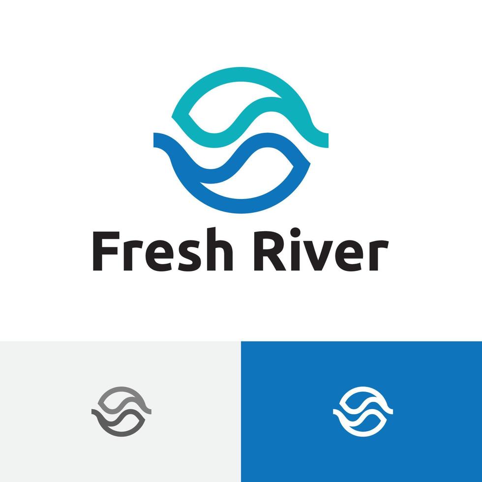 Fresh River Couple Water Nature Balance Monoline Logo vector