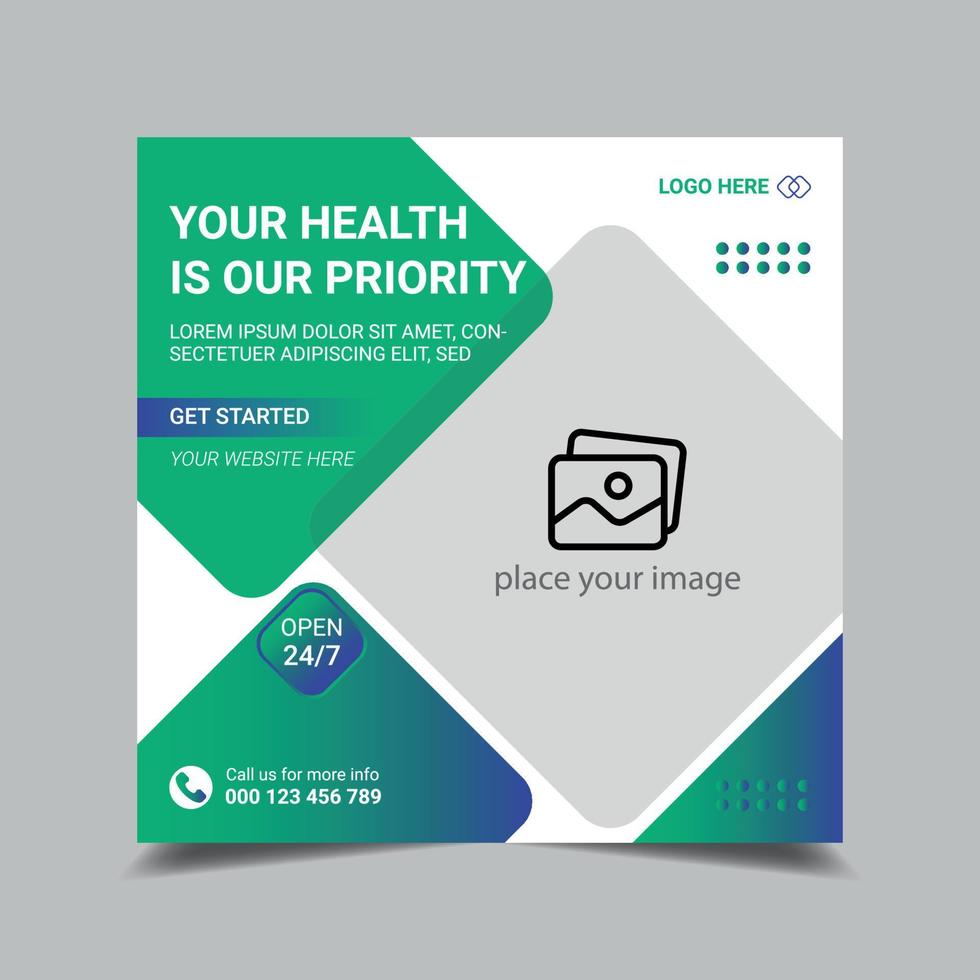 Healthcare Social Media Post template. Modern banner design. Suitable for social media banners template vector