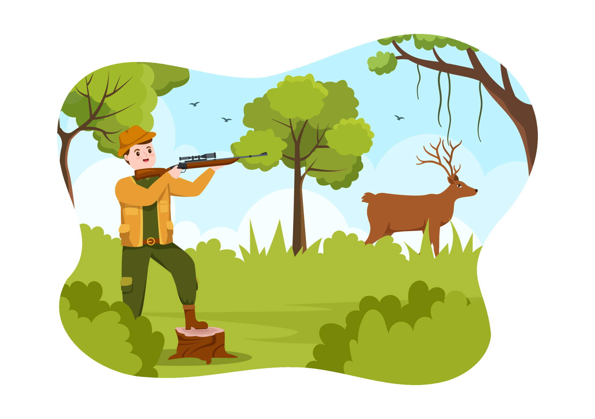 Hunter with Hunting Rifle or Weapon Shooting to Birds or Animals in the forest on Flat Cartoon Hand Drawing Template Illustration 13211509 Vector Art at Vecteezy Hunter with Hunting Rifle or Weapon Shooting to Birds or Animals in the forest on Flat Cartoon Hand Drawing Template Illustration 13211509 Vector Art at Vecteezy