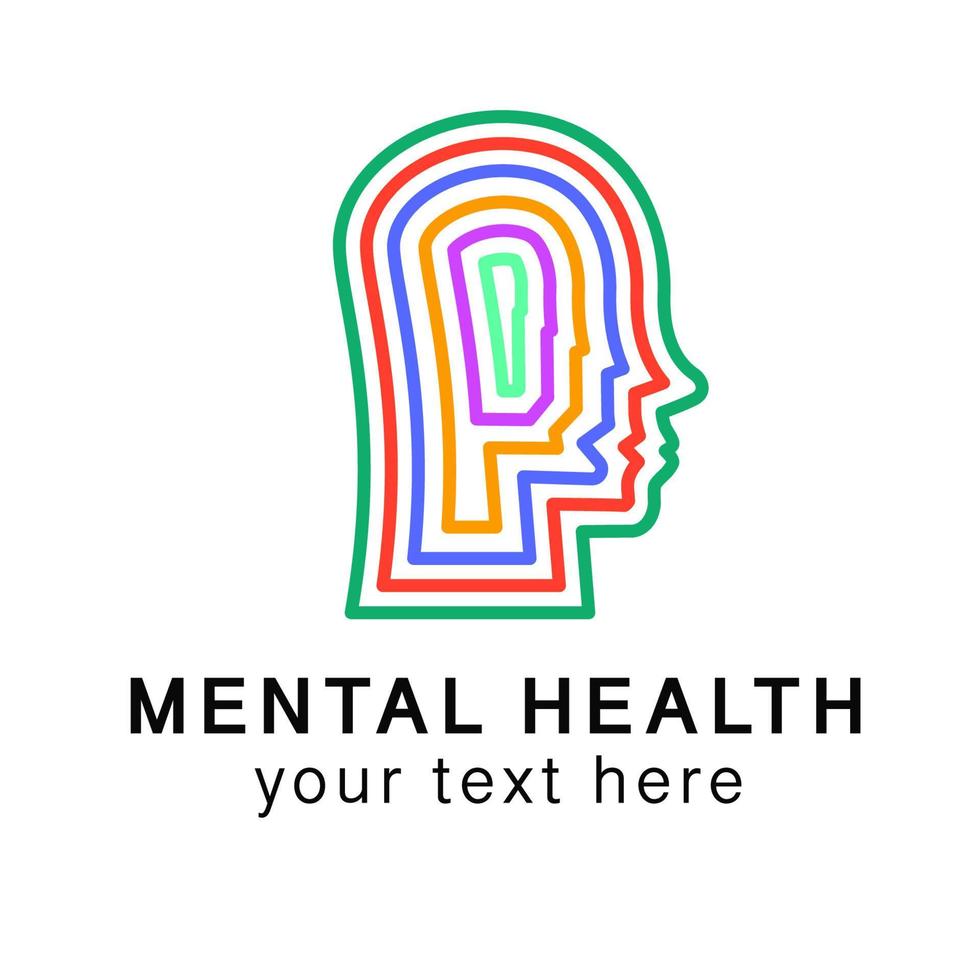 Mental health logo color line style vector