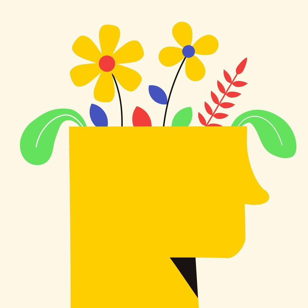 Human hand silhouette with stick out flower bouquet vector