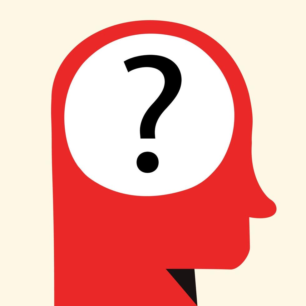 Human head silhouette with question symbol vector