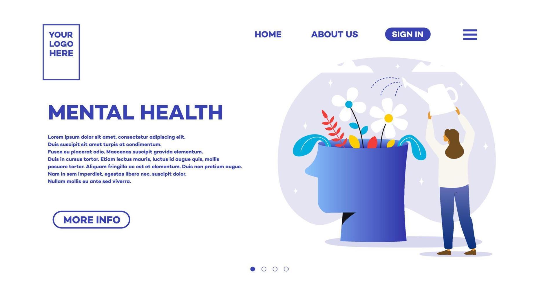 Mental health women web page modern style vector