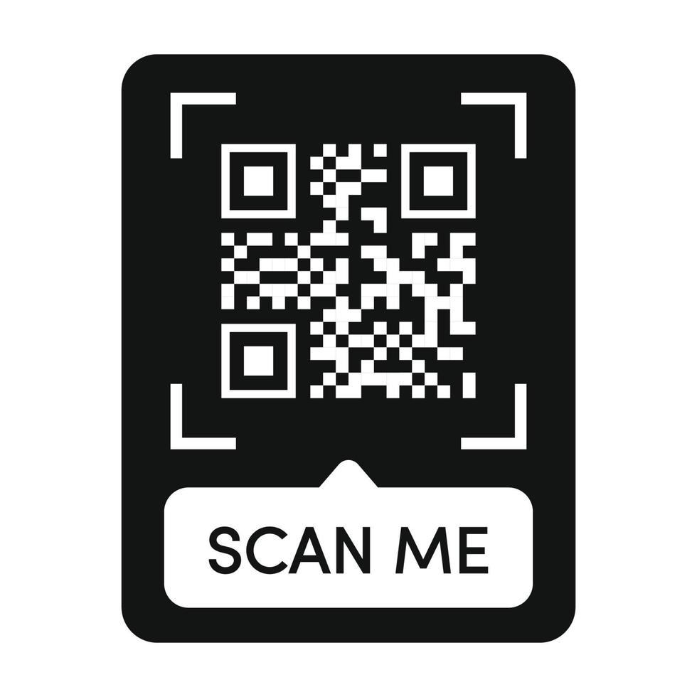 Qr code frame black color. Scan me tag vector