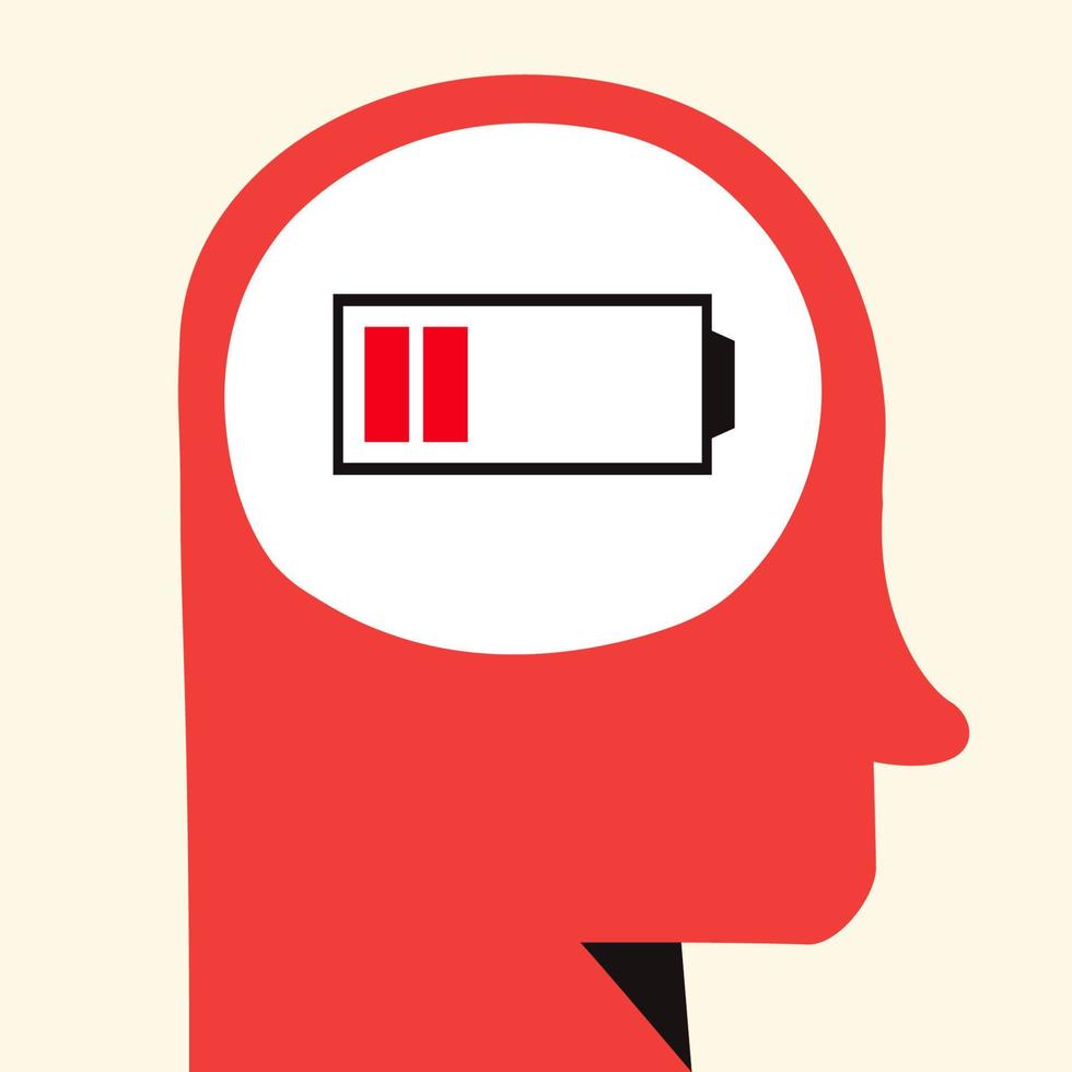 Mental health man with low battery vector