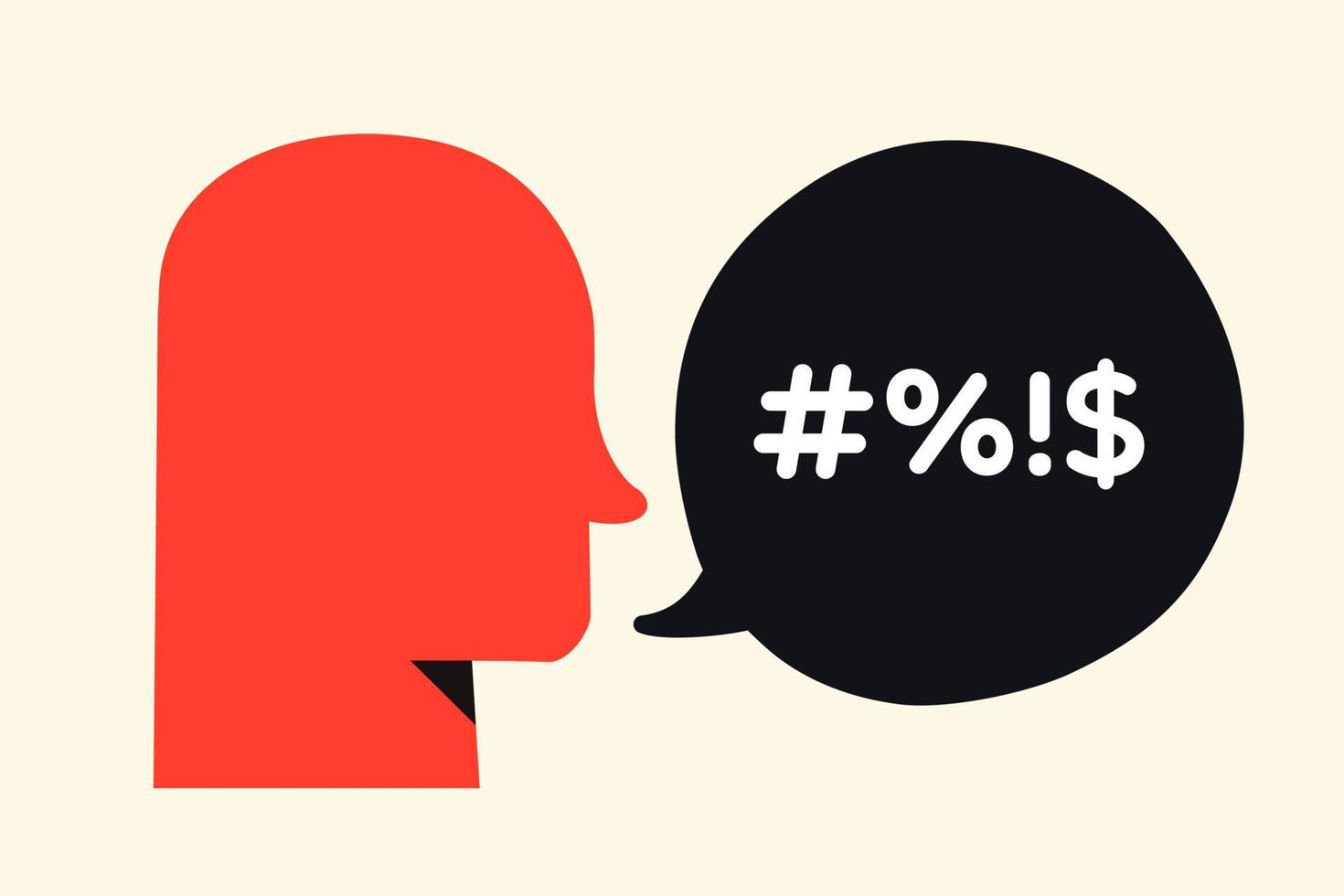 Human head silhouette with bad swear talk vector