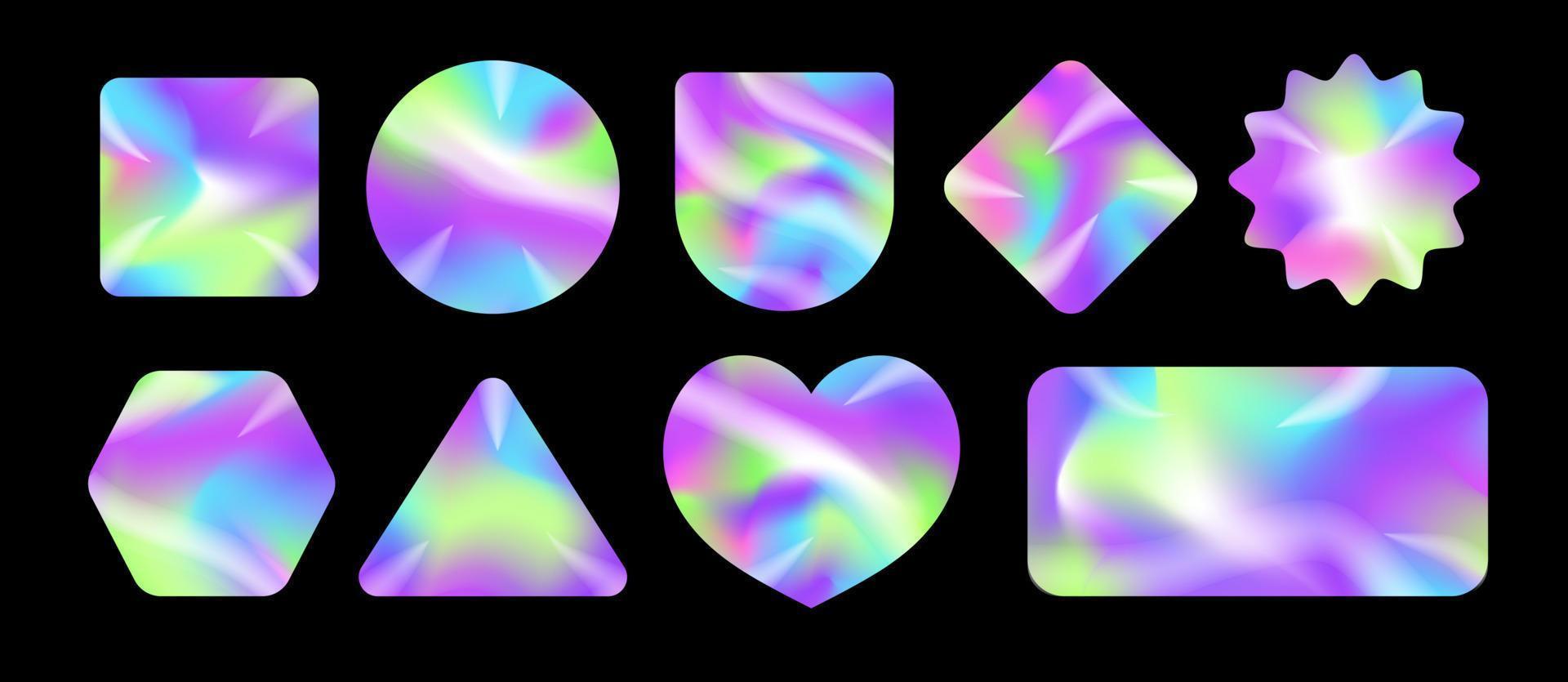 Holographic sticker set different shape vector