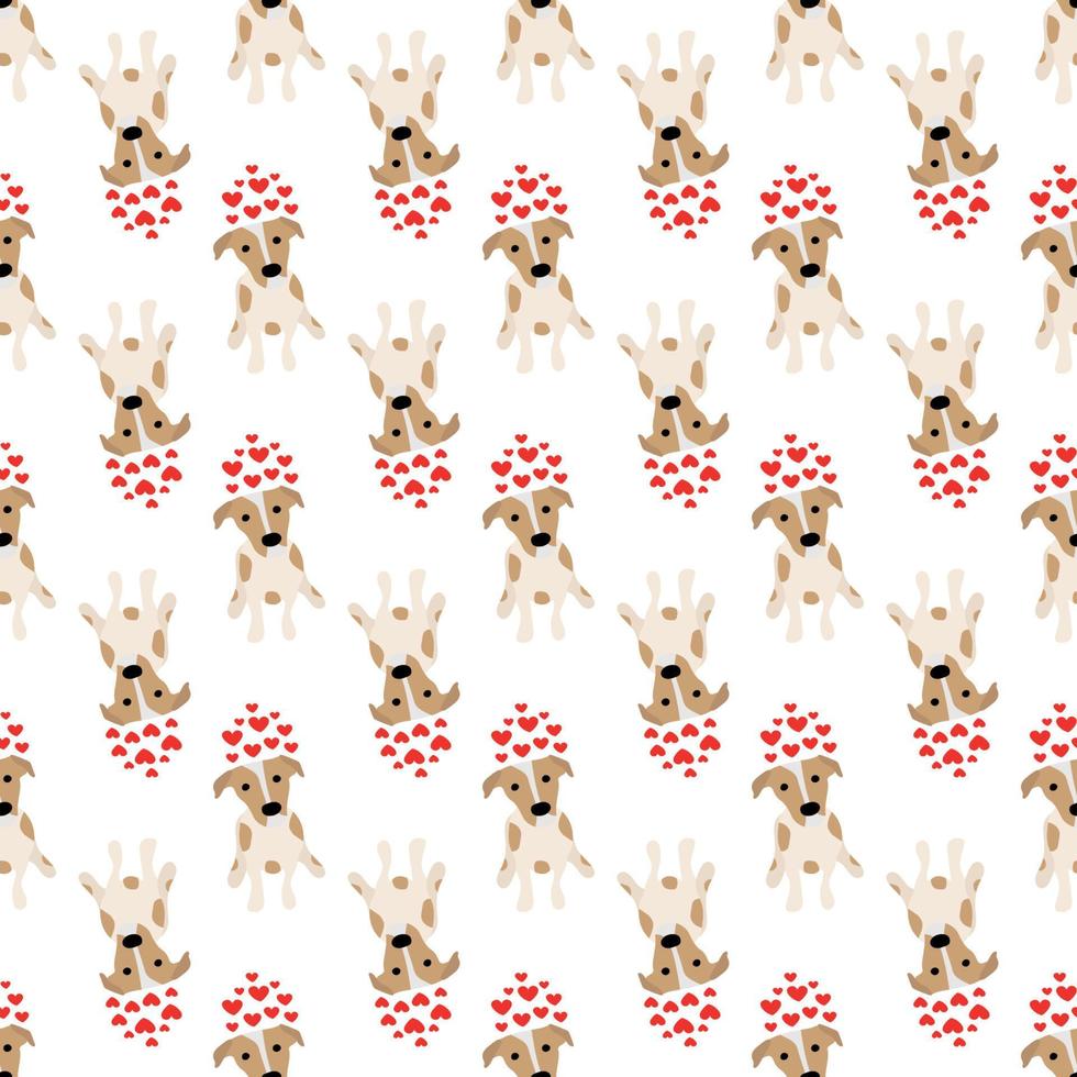 Cute dogs Jack Russell Terrier. Fanny animals . Vector hand drawn seamless pattern. Perfect for baby, kids apparel, print design, textile. White background.