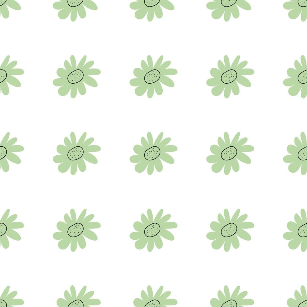 Floral seamless vector pattern with flowers. Spring flora. Simple hand-drawn kids style. Pretty ditsy for fabric, textile, wallpaper. Digital paper in white background