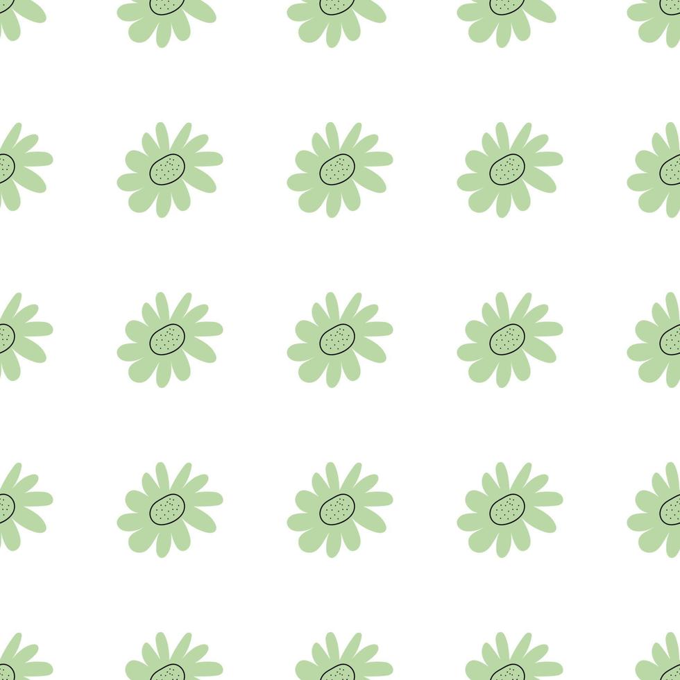 Floral seamless vector pattern with flowers. Spring flora. Simple hand-drawn kids style. Pretty ditsy for fabric, textile, wallpaper. Digital paper in white background