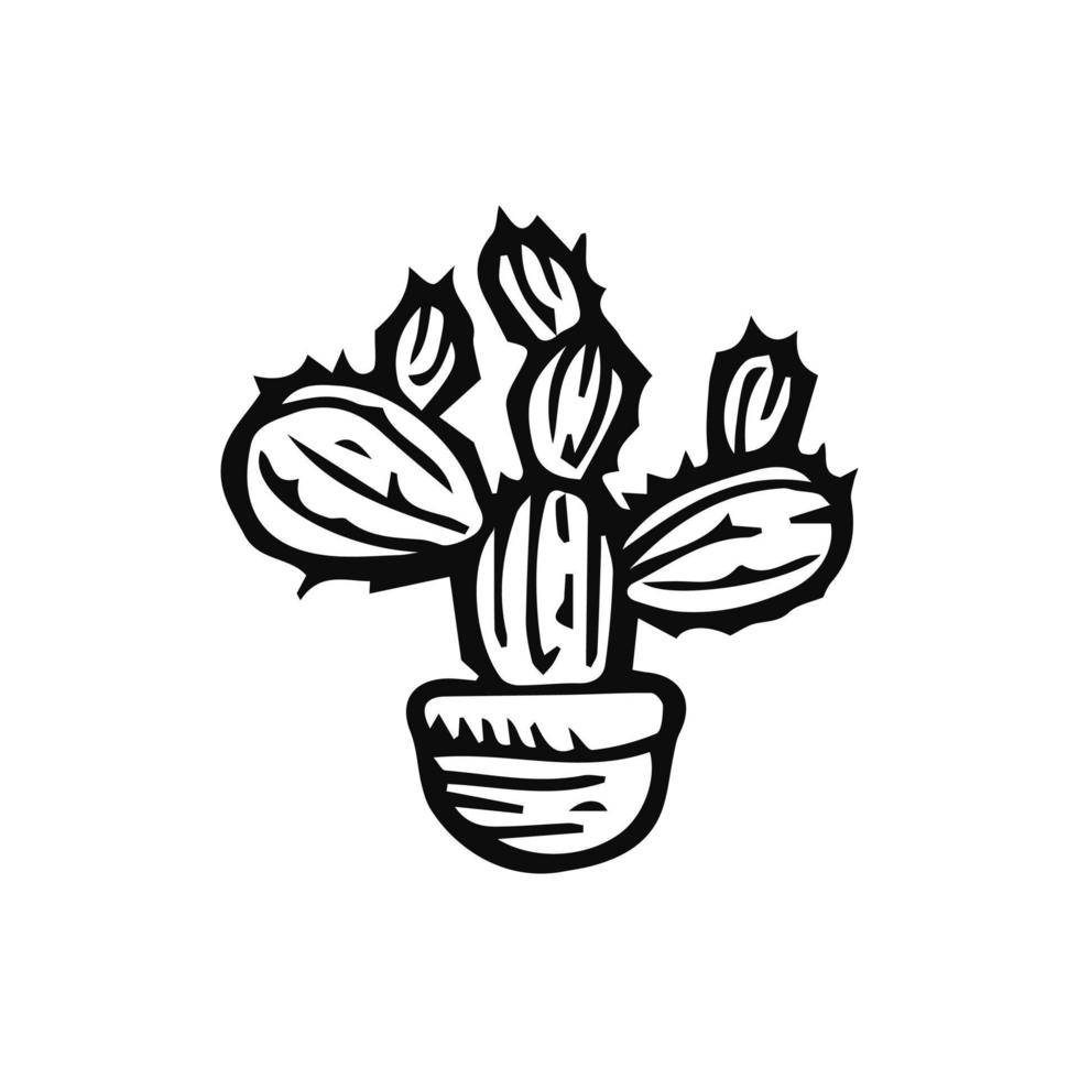 Cactus doodle set Vector illustration