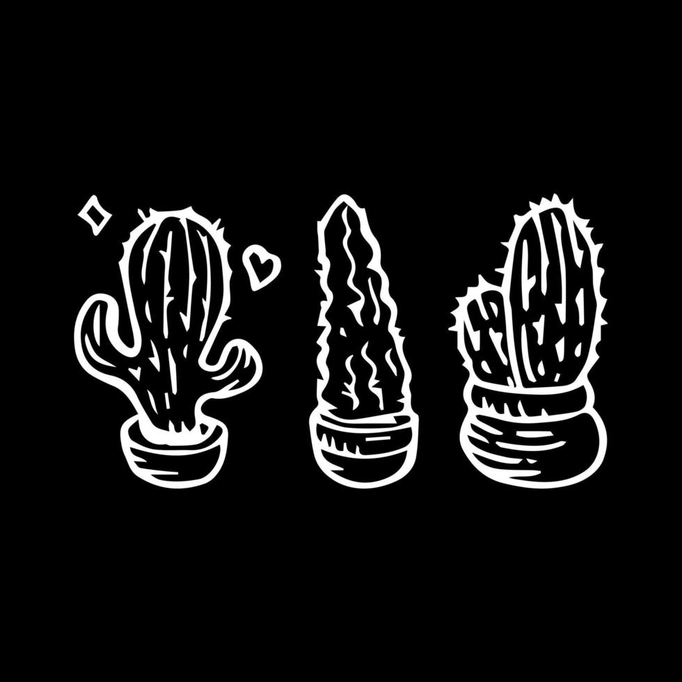 Cactus doodle set Vector illustration