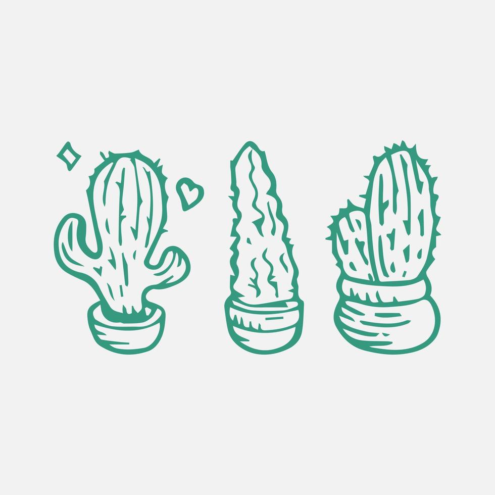 Cactus doodle set Vector illustration