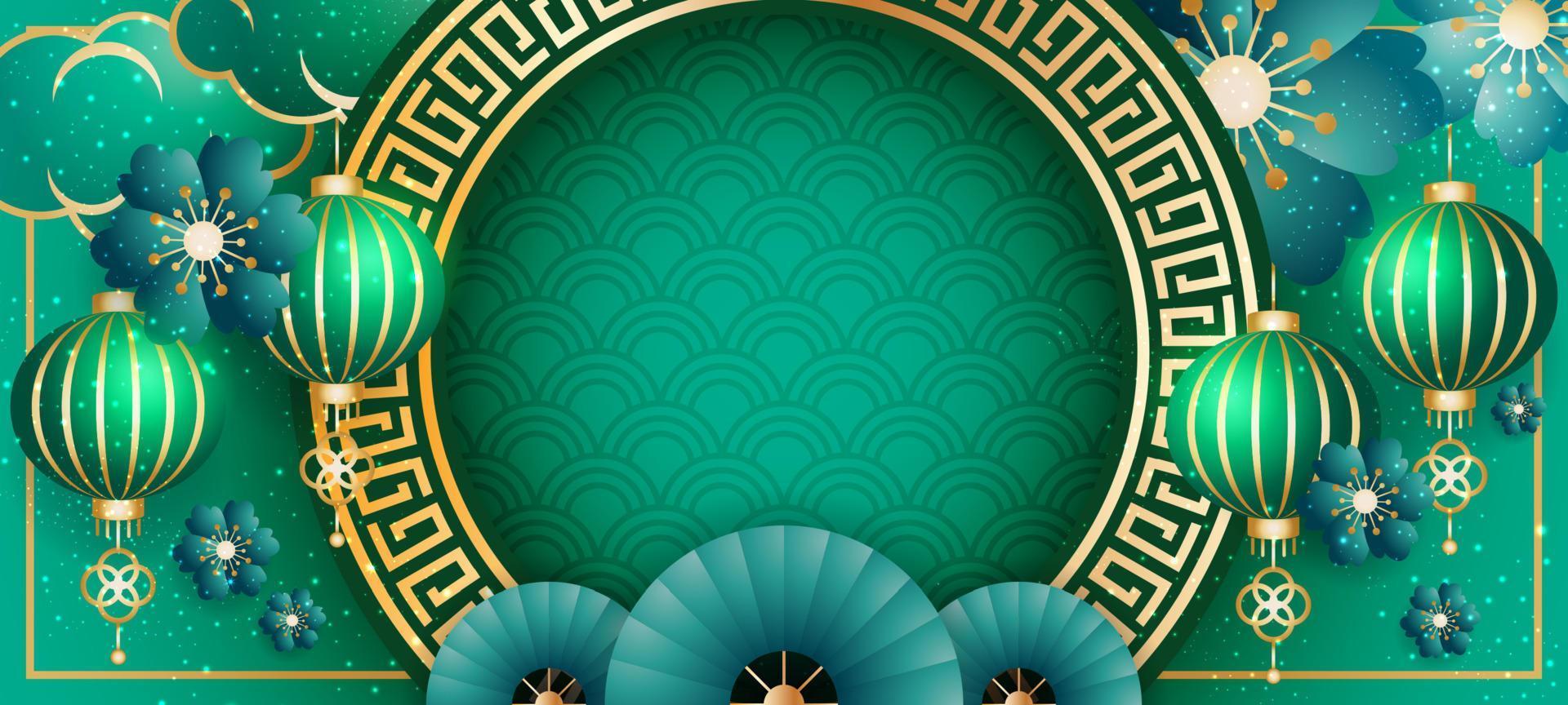 fondo de año nuevo chino de jade verde vector