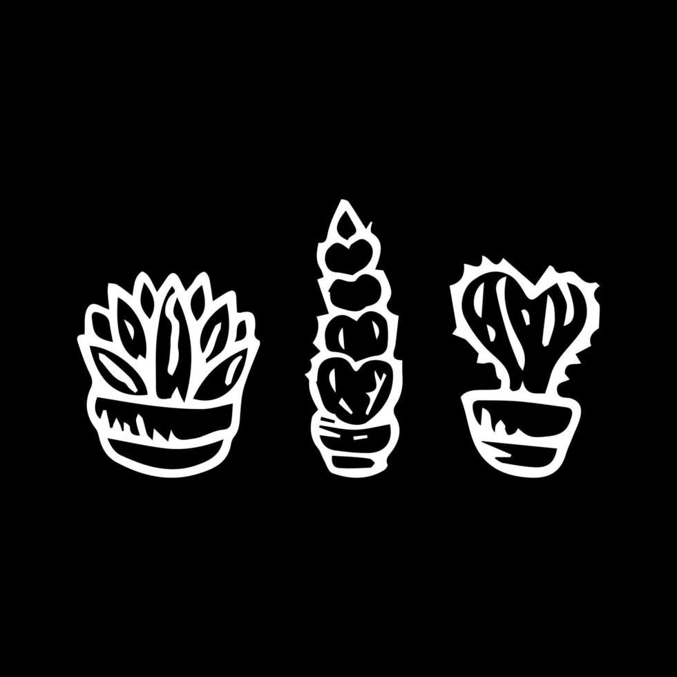 Cactus doodle set Vector illustration