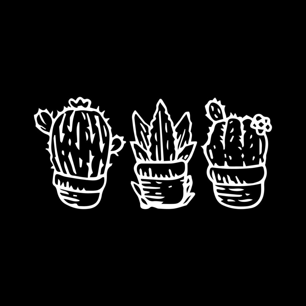 cactus garabato conjunto ilustración vectorial vector