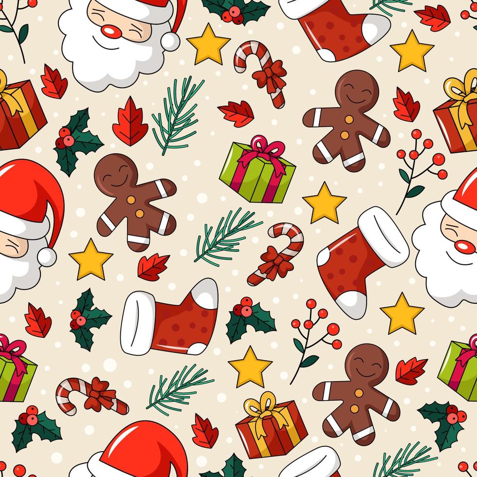 seamless, patrón, de, navidad, ornamento vector