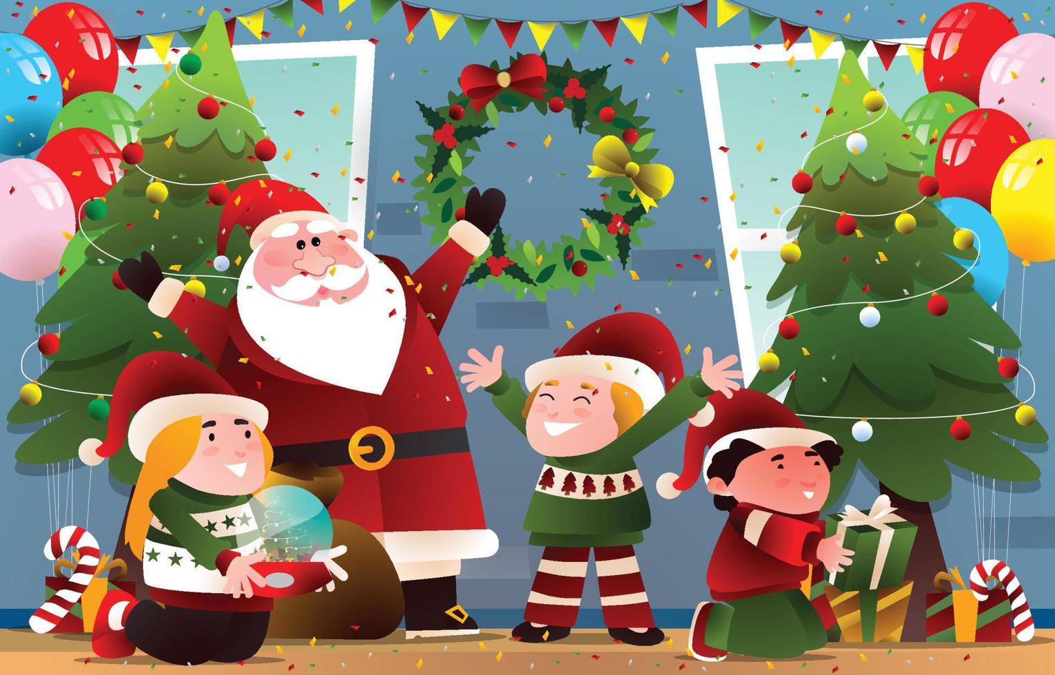 fiesta de navidad para niños vector