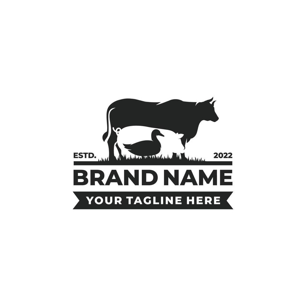 Farm animal logo design vector